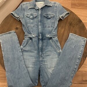 Good American Light Blue Denim Overalls